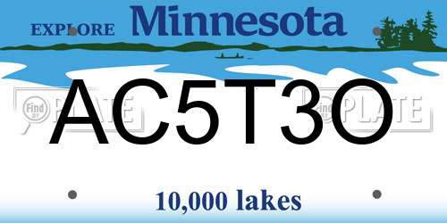 AC5T3O Minnesota License Plate