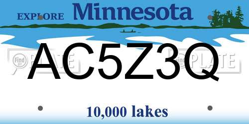 AC5Z3Q Minnesota License Plate