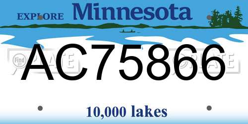AC75866 Minnesota License Plate