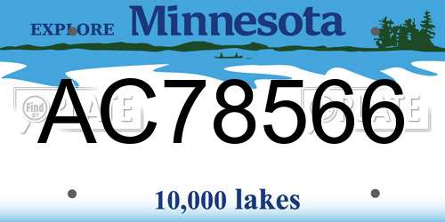 AC78566 Minnesota License Plate