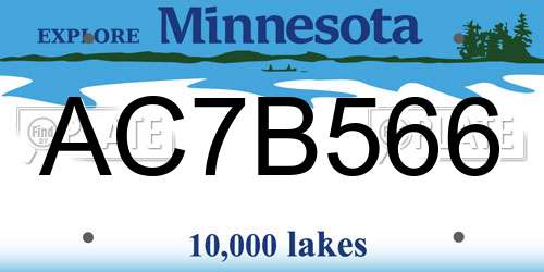 AC7B566 Minnesota License Plate