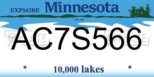AC7S566 Minnesota License Plate