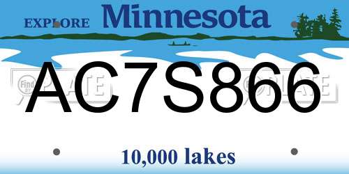 AC7S866 Minnesota License Plate