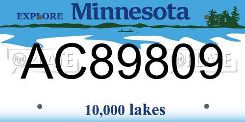 AC89809 Minnesota License Plate