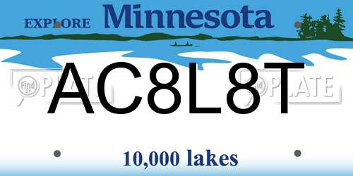 AC8L8T Minnesota License Plate