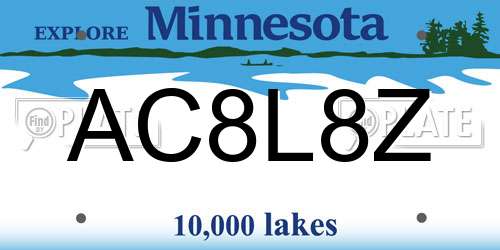 AC8L8Z Minnesota License Plate
