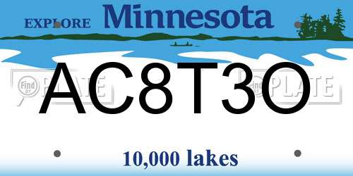 AC8T3O Minnesota License Plate
