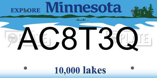 AC8T3Q Minnesota License Plate