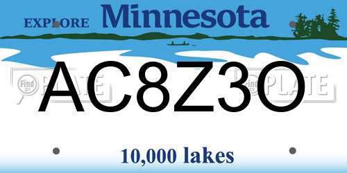 AC8Z3O Minnesota License Plate