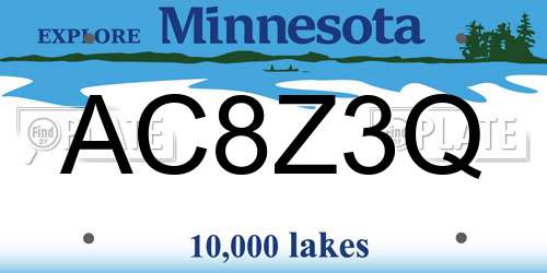 AC8Z3Q Minnesota License Plate