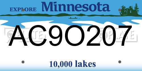 AC9O207 Minnesota License Plate