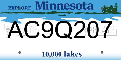 AC9Q207 Minnesota License Plate