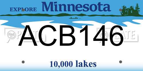 ACB146 Minnesota License Plate