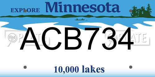 ACB734 Minnesota License Plate