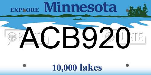ACB920 Minnesota License Plate