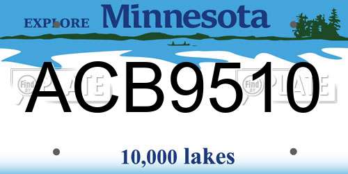 ACB9510 Minnesota License Plate