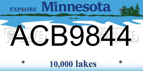 ACB9844 Minnesota License Plate