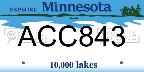 ACC843 Minnesota License Plate