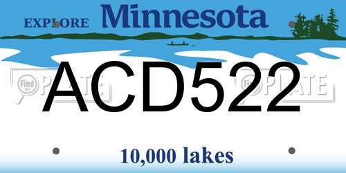 ACD522 Minnesota License Plate