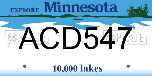 ACD547 Minnesota License Plate