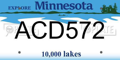 ACD572 Minnesota License Plate