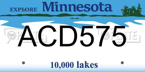 ACD575 Minnesota License Plate