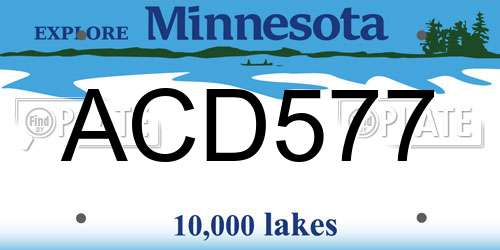 ACD577 Minnesota License Plate