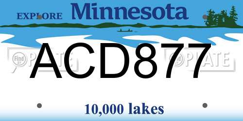 ACD877 Minnesota License Plate