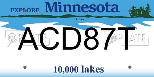 ACD87T Minnesota License Plate
