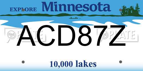 ACD87Z Minnesota License Plate