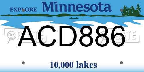 ACD886 Minnesota License Plate