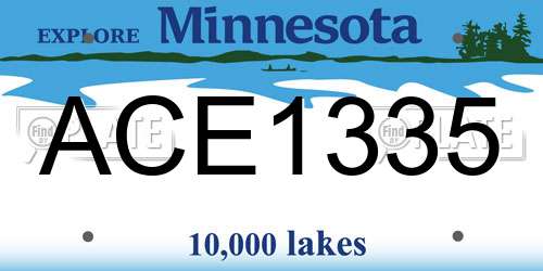 ACE1335 Minnesota License Plate