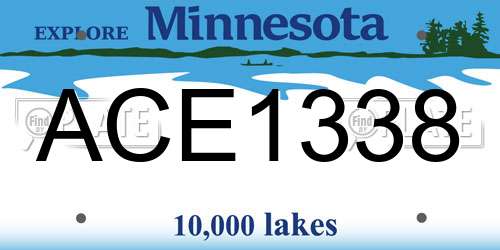 ACE1338 Minnesota License Plate