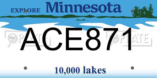 ACE871 Minnesota License Plate