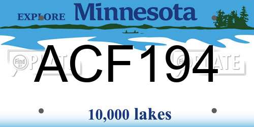ACF194 Minnesota License Plate