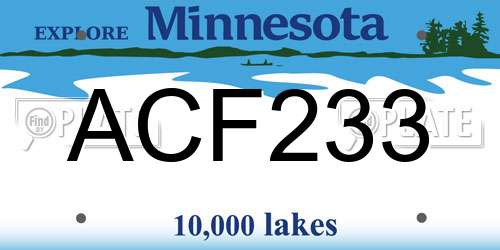 ACF233 Minnesota License Plate