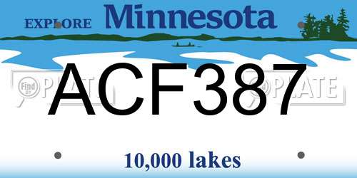 ACF387 Minnesota License Plate