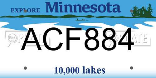 ACF884 Minnesota License Plate