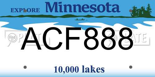 ACF888 Minnesota License Plate
