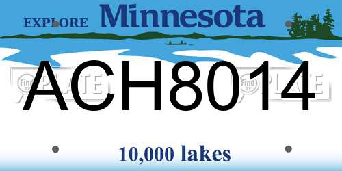 ACH8014 Minnesota License Plate