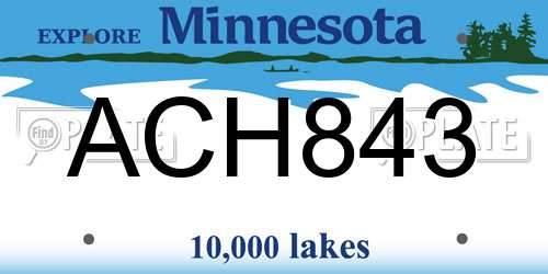 ACH843 Minnesota License Plate