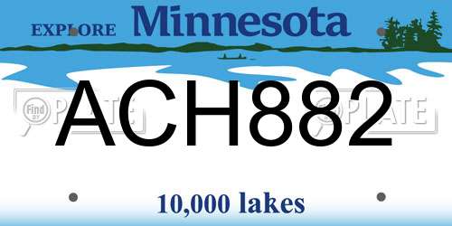 ACH882 Minnesota License Plate