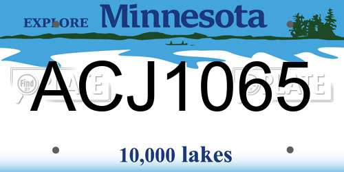 ACJ1065 Minnesota License Plate