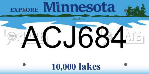 ACJ684 Minnesota License Plate