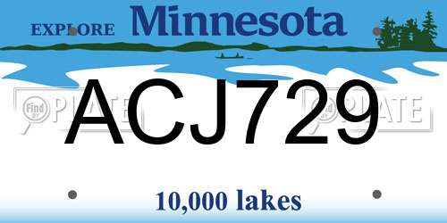 ACJ729 Minnesota License Plate