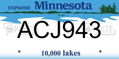ACJ943 Minnesota License Plate