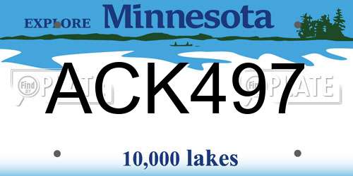 ACK497 Minnesota License Plate