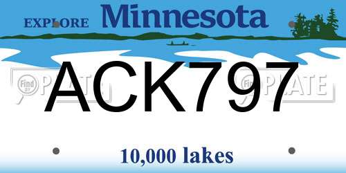 ACK797 Minnesota License Plate