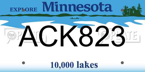 ACK823 Minnesota License Plate