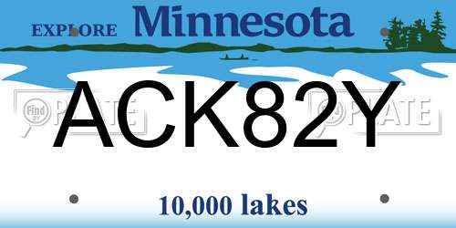 ACK82Y Minnesota License Plate